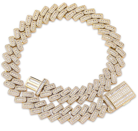 Iced Out 18k Gold Baguette Cut Chain