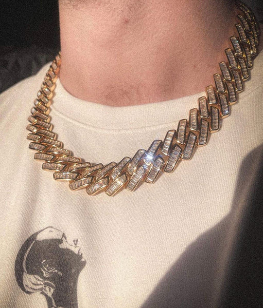 Iced Out 14k Gold Presidential Baguette Chain