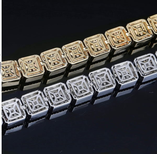 Iced Out 18k White Gold Square Baguette Chain