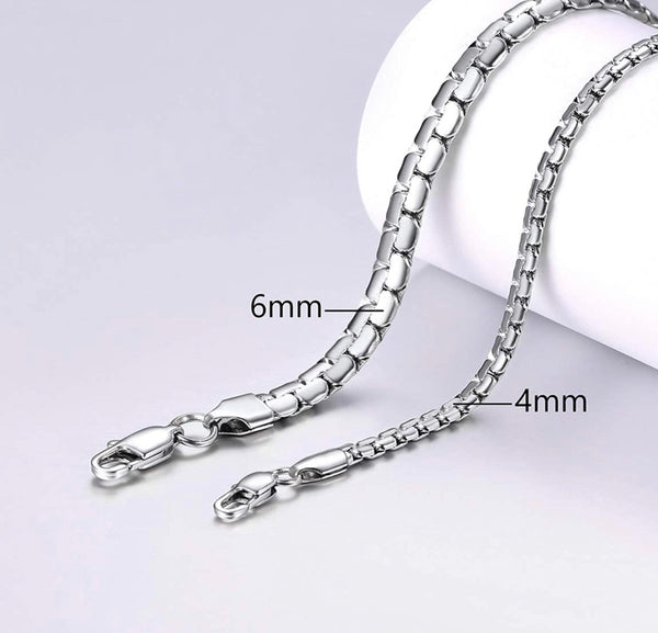 Silver Stainless Steel Box Link Chain