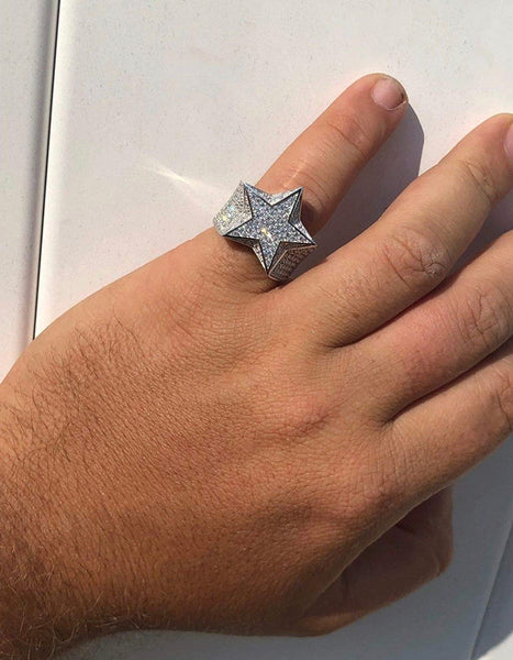 Iced Out 18k Gold Executive Star Ring