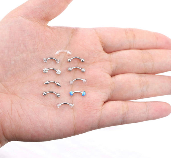 10 Pcs Stainless Steel Barbell Piercings