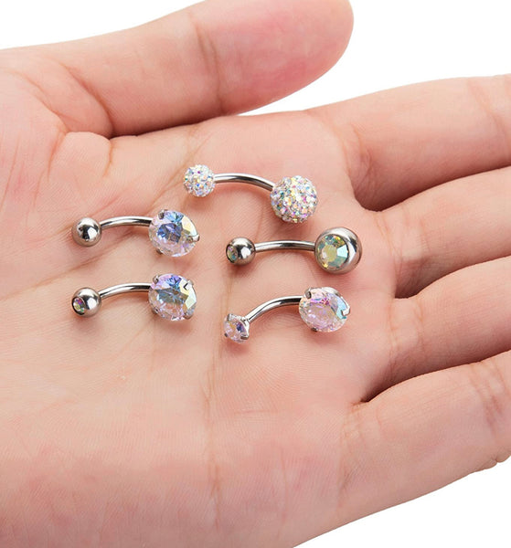 5 Pcs Stainless Stesl Belly Button Rings