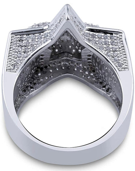 Iced Out 14k White Gold Star Ring