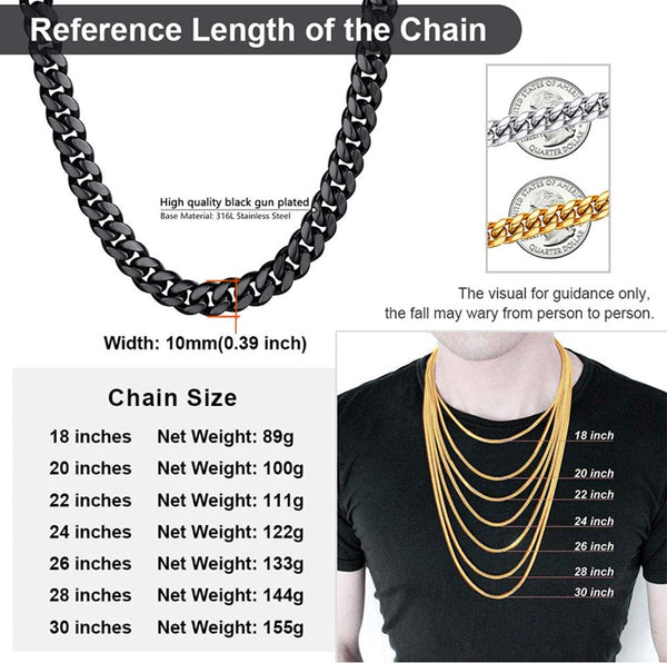 Black Stainless Steel Cuban Link Chain