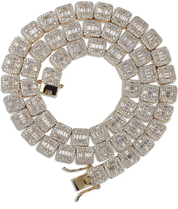 Iced Out 18k Gold Square Baguette Chain