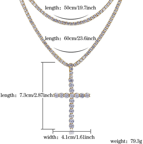 Iced Out 18k Gold Cross Pendant