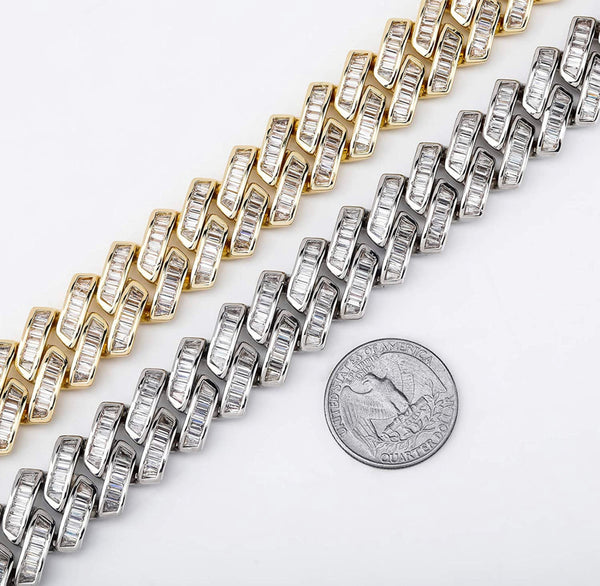 Iced Out 14k White Gold Presidential Baguette Chain