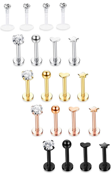 16 Pcs Stainless Steel Lip Piercings