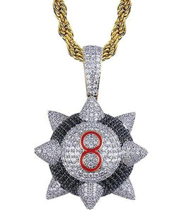 Iced Out 18k Gold Wrecking Ball Pendant