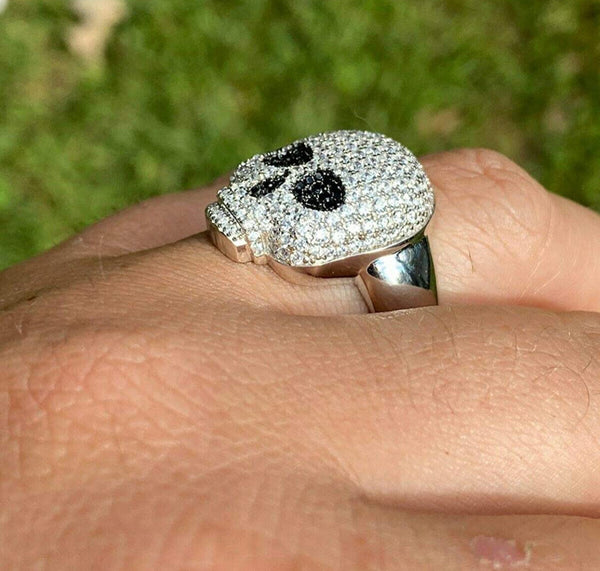 Iced Out 925 Sterling Silver Skull Ring