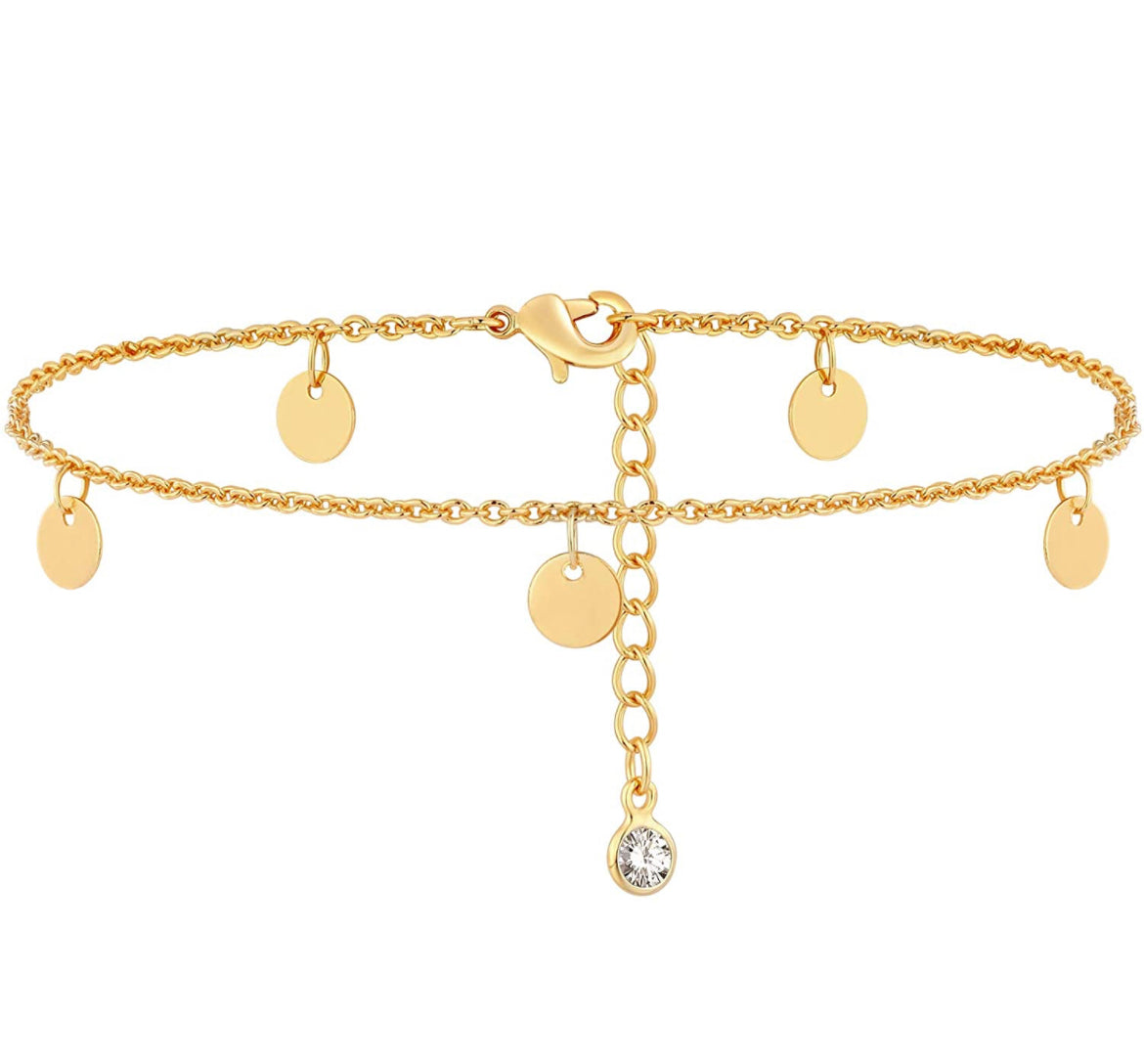 14k Gold Filled Coin Tassel Anklet