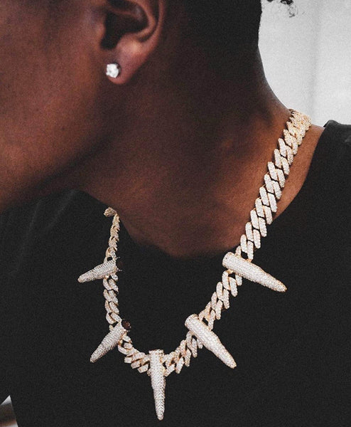 Iced Out 18k White Gold Bullet Cuban Link Chain