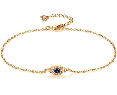 14k Gold Filled CZ Evil Eye Anklet