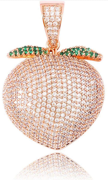 Iced Out 18k Gold Peach Emoji Pendant