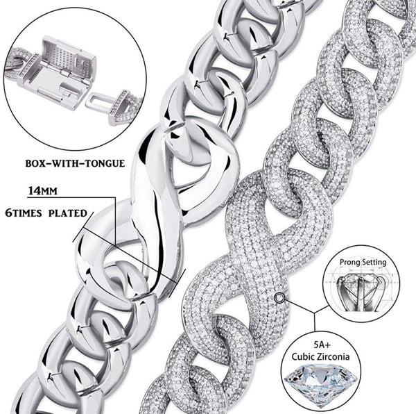 Iced Out Platinum Infiniti Cuban Link Bracelet