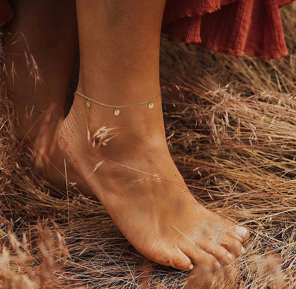 14k Gold Filled Coin Tassel Anklet