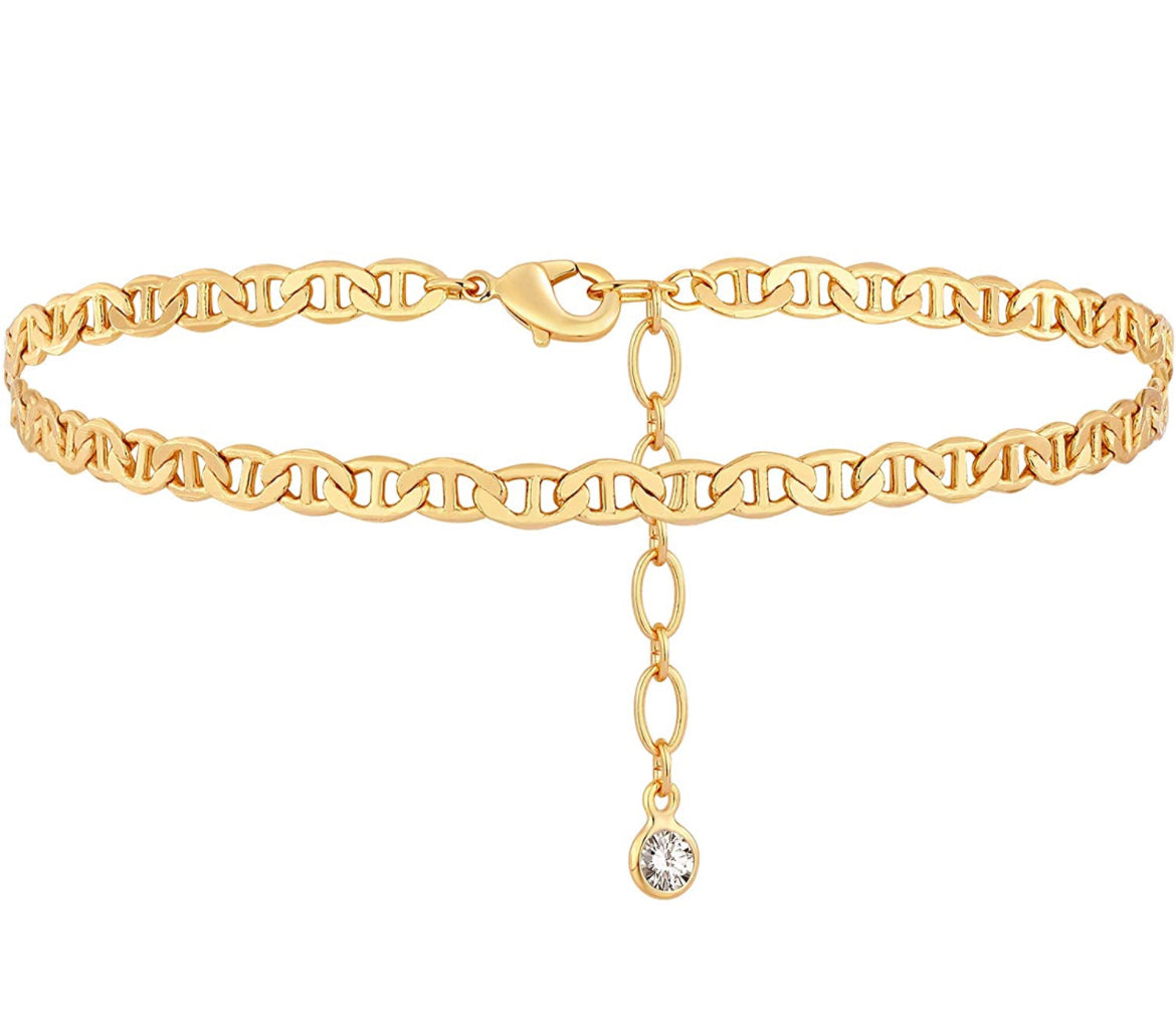 14k Gold Filled Flat Marina Anklet