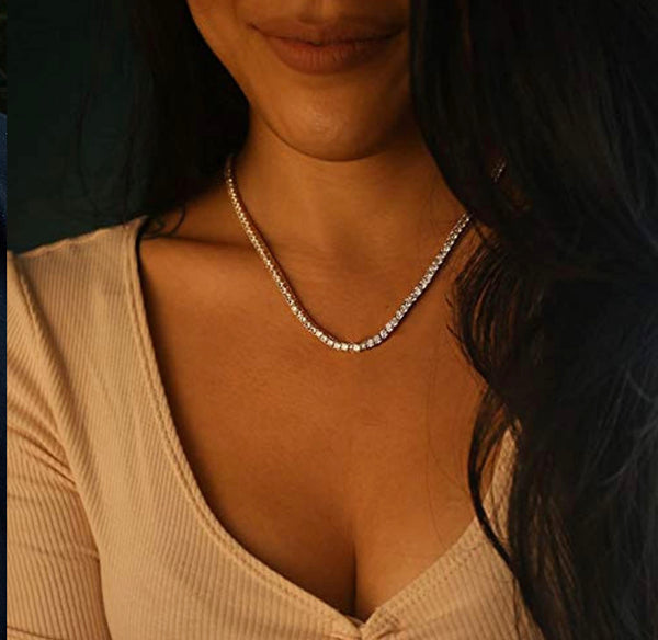 18k Gold Tennis Chain Necklace