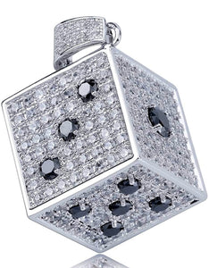 Iced Out 18k White Gold Craps Dice Game Pendant