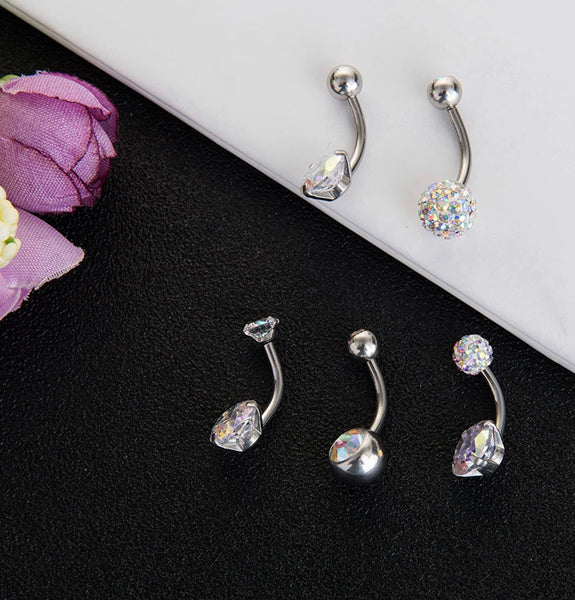 5 Pcs Stainless Stesl Belly Button Rings