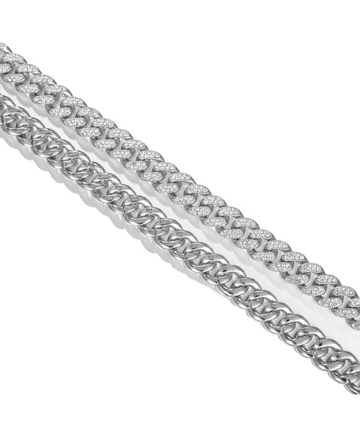 Iced Out 18k White Gold Cuban Link Bracelet