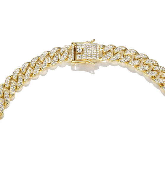 Iced Out 18k Gold Cuban Link Bracelet