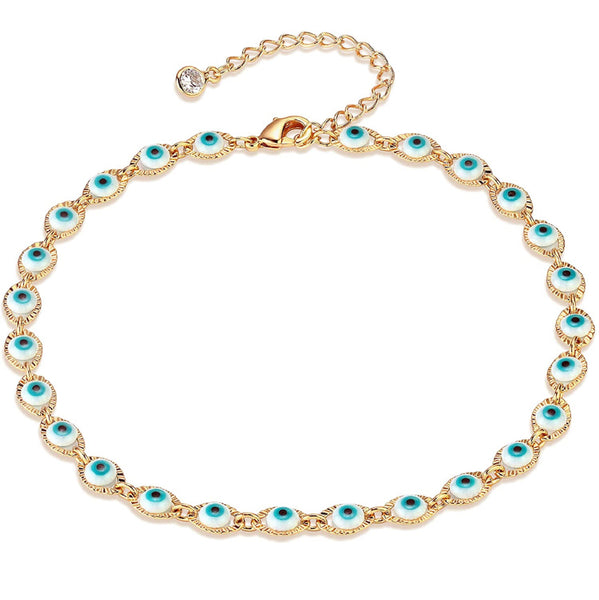 14k Gold Filled Blue Evil Eye Anklet