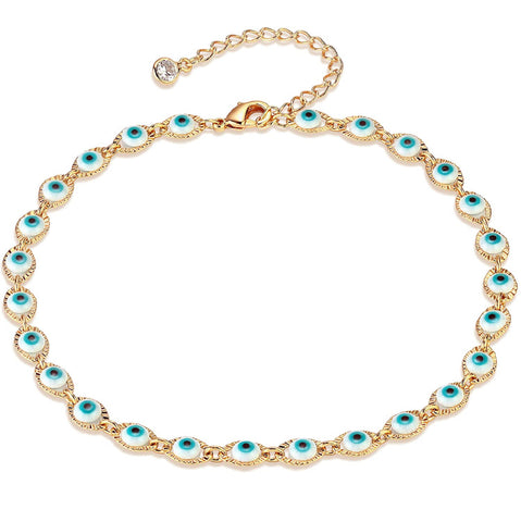 14k Gold Filled Blue Evil Eye Anklet