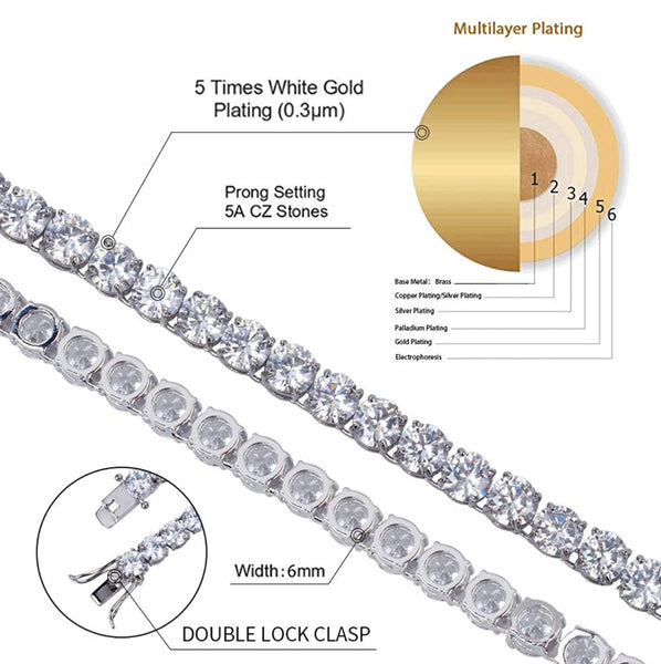 18k White Gold Tennis Chain Necklace