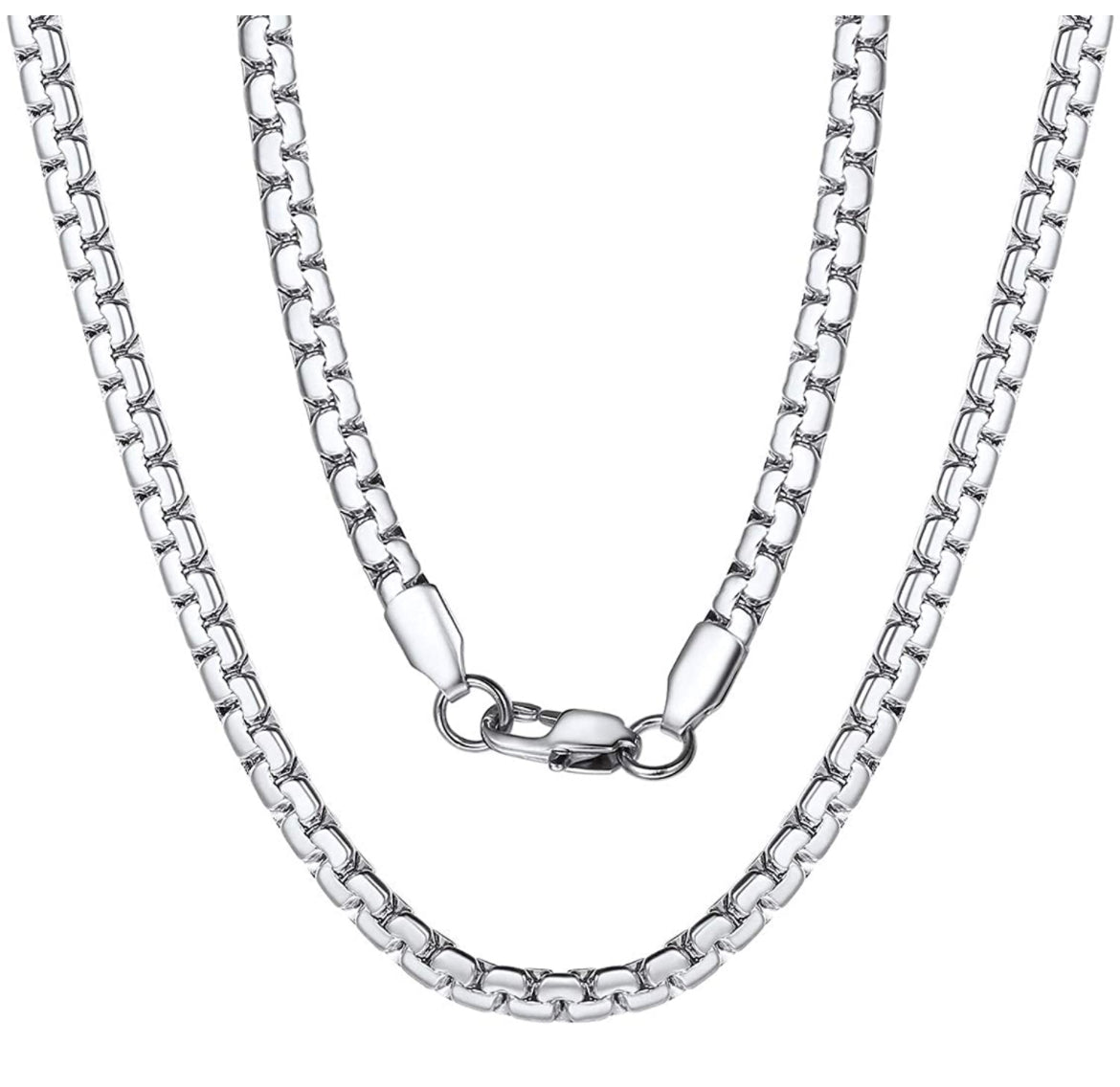 Silver Stainless Steel Box Link Chain