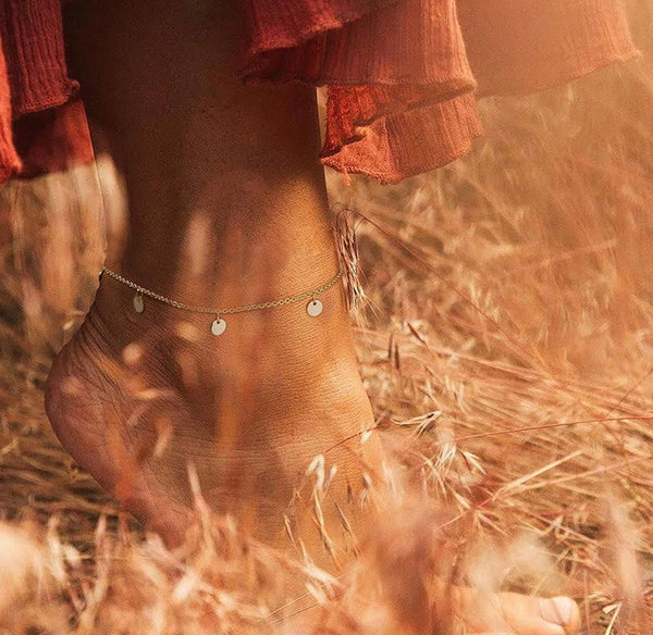 14k Gold Filled Coin Tassel Anklet