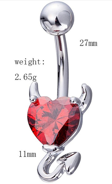 3 Pcs Devil Heart Stainless Steel Belly Ring