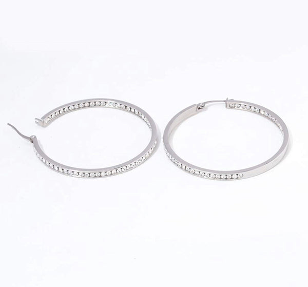 Silver Icey Hoop Earrings