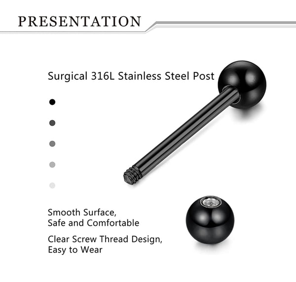 18 Pcs Stainless Steel Barbell 14 Gauge