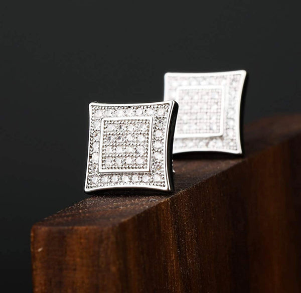 Iced Out 18k White Gold Cluster Earrings