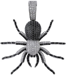 Iced Out 18k White Gold Black Spider Pendant