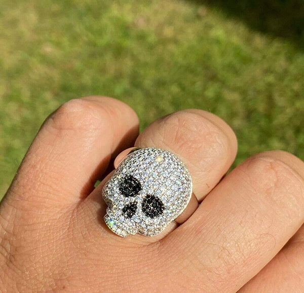 Iced Out 925 Sterling Silver Skull Ring