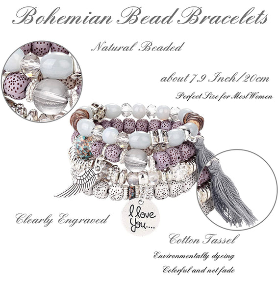 Set of 8 Bohemian Bead Bracelets