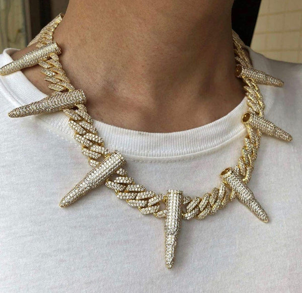 Iced Out 18k Gold Bullet Cuban Link Chain