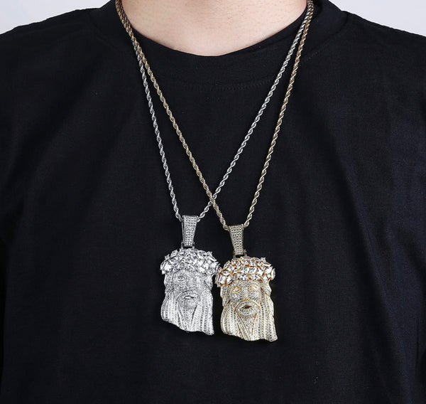 Iced Out 18k Gold Jesus Piece Pendant