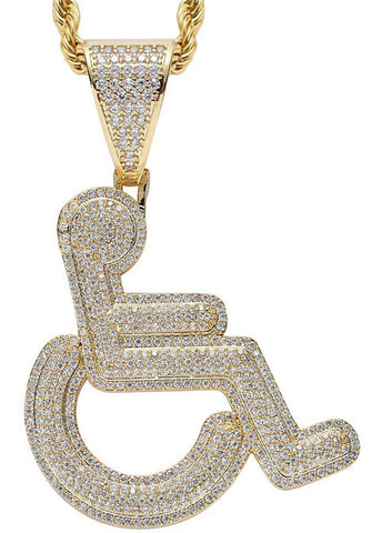 Iced Out 18k Gold Handicap Pendant