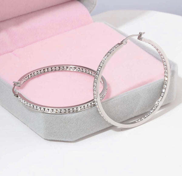 Silver Icey Hoop Earrings