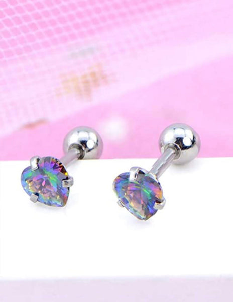 Iridescent Heart Stainless Steel Barbell