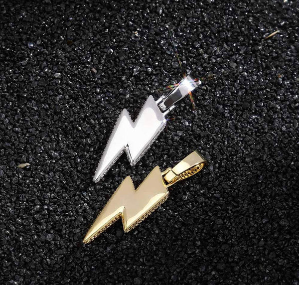 Iced Out 18k Two Tone Gold Lightning Bolt