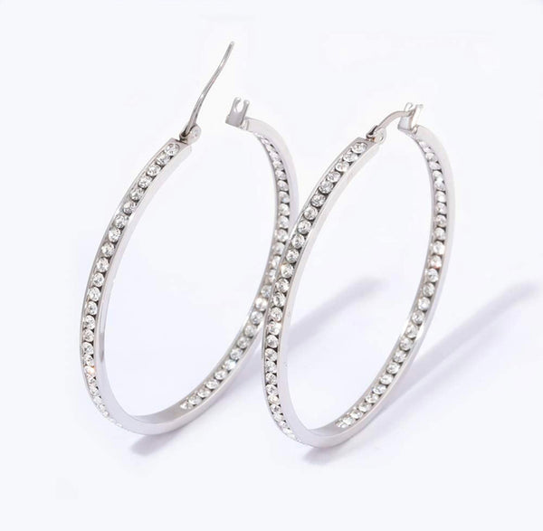 Silver Icey Hoop Earrings