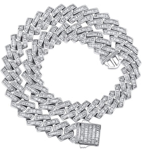 Iced Out 14k White Gold Presidential Baguette Chain