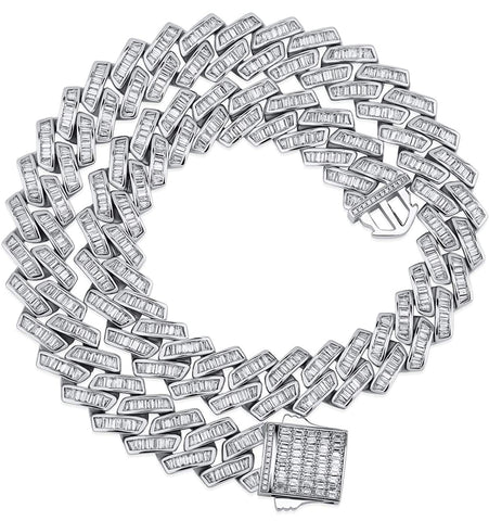 Iced Out 14k White Gold Presidential Baguette Chain