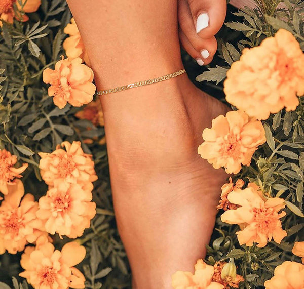 14k Gold Filled Flat Marina Anklet