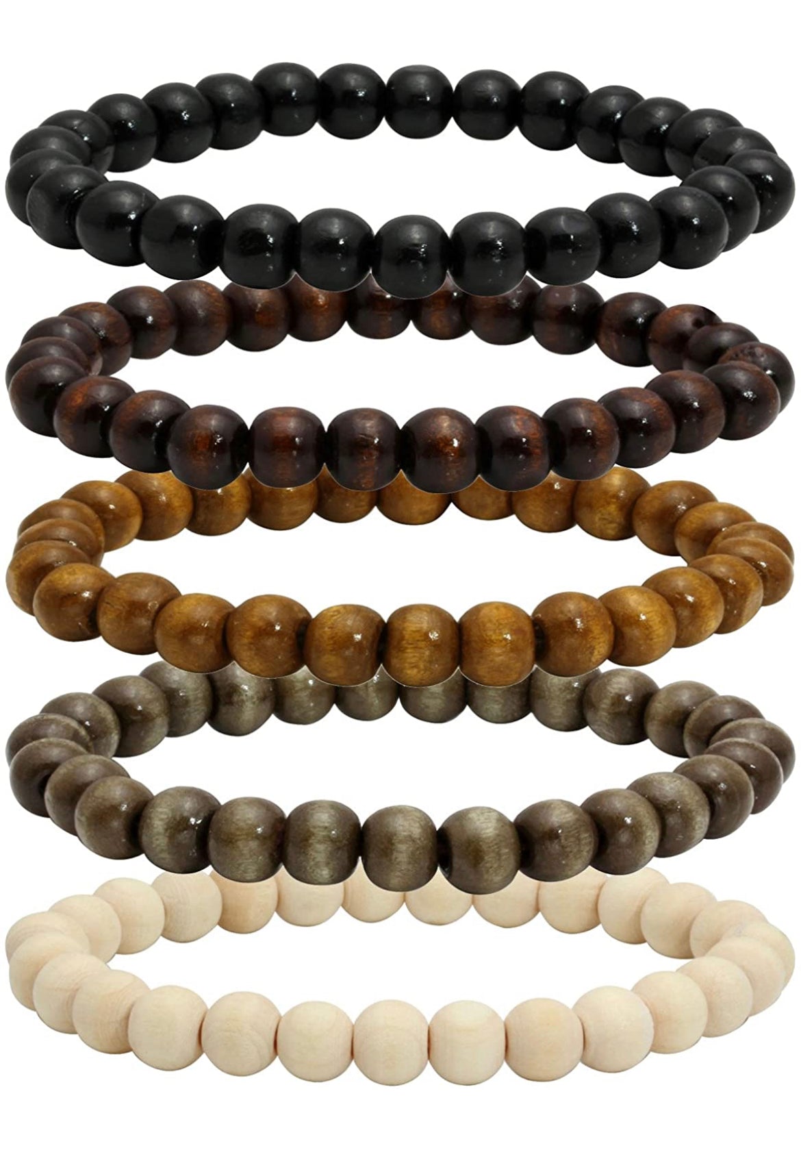 5 pcs Wooden Tibetan Beads